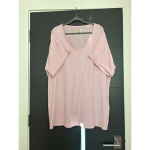Glizty Girlz Lifestyle Pink V Neck T Shirt Oversized Plus Size 5XL
